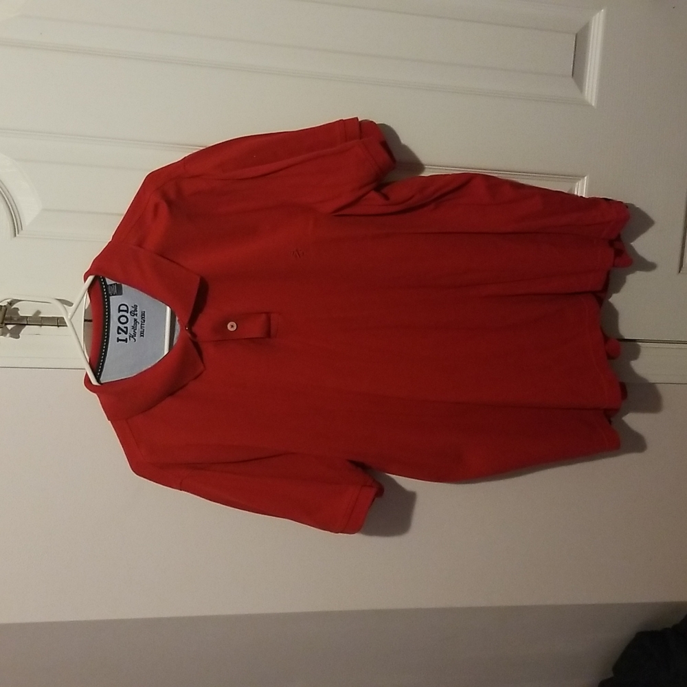 Red Izod polo shirt